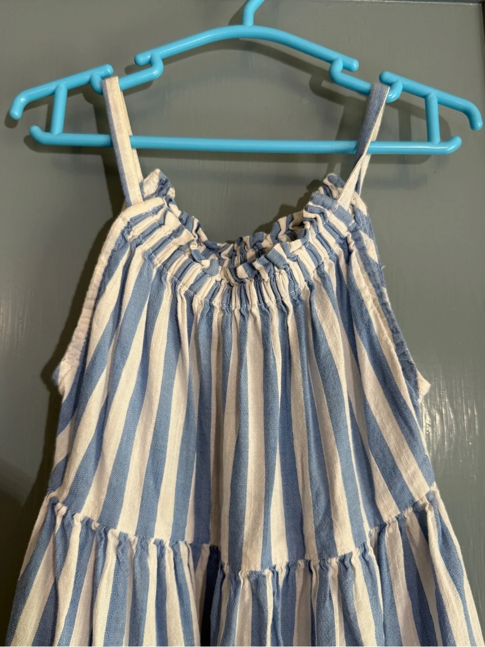 Old Navy Blue and White Striped Tiered Sundress